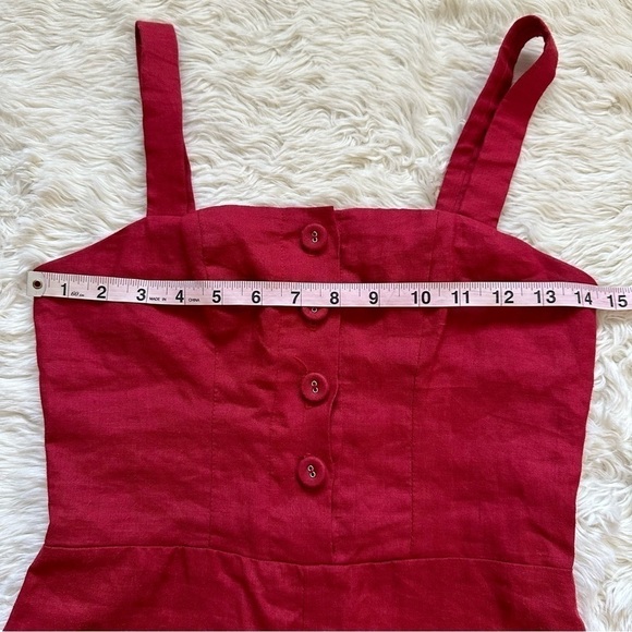 Staud Jumpsuit Sleeveless Cropped 100% Ramie Red 0 - Picture 10 of 13